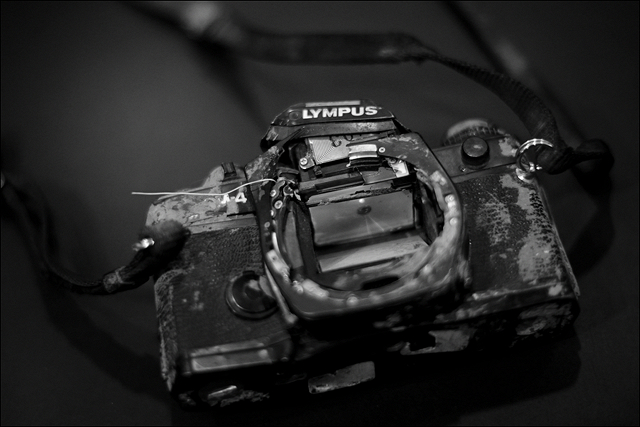 Olympus OM-4 film camera belonging to Bruno Barbey